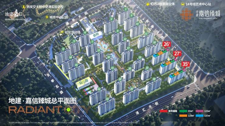地建嘉信臻城-建面95-137㎡买房攻略容积率户型图样板间装修效果图