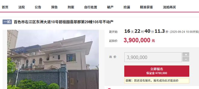 百色碧桂园一栋豪华装修的大别墅被拍卖只要390万(图1)