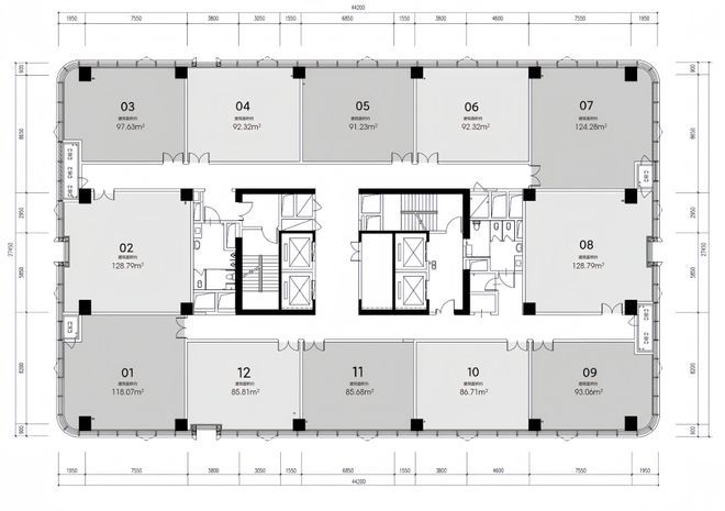 中铁建·西派天峯中心写字楼→装修交付→建筑面积→五证齐全—租