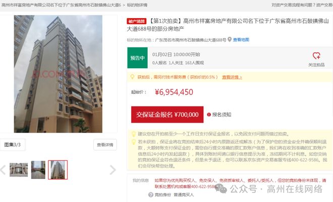 高州某知名房地产开发商破产！大量套间住宅、车库、车位低价拍卖→